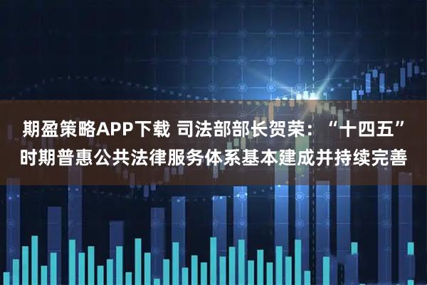 期盈策略APP下载 司法部部长贺荣：“十四五”时期普惠公共法律服务体系基本建成并持续完善