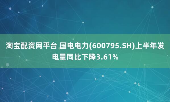 淘宝配资网平台 国电电力(600795.SH)上半年发电量同比下降3.61%