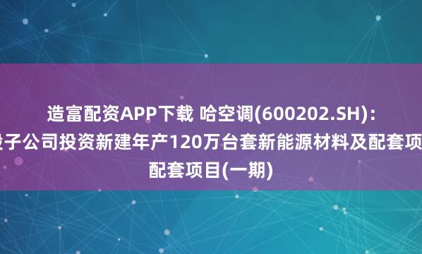 造富配资APP下载 哈空调(600202.SH)：终止控股子公司投资新建年产120万台套新能源材料及配套项目(一期)